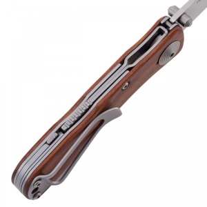 Cutit pliabil SOG Twitch II Satin Wood Handle TWI17-BX, lama Drop Point AUS-8 Satin, deschidere asistata S.A.T., Lockback, maner din lemn, EDC Clasic - Img 6