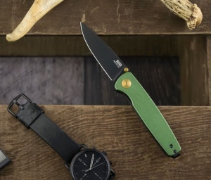 Cutit pliabil SOG Twitch III Forest Green 11-15-04-43, lama Drop Point D2, deschidere asistata S.A.T., maner aluminiu verde, EDC Premium - Img 8