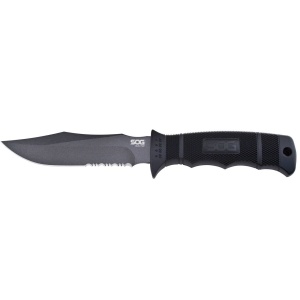 Cutit tactic SOG SEAL Pup, lama partial zimtata, teaca nylon balistic, otel AUS-8, lama 123 mm
