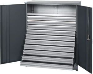 Dulap metalic 2 usi 910x450x1100 mm, cu 1 polita si 10 sertare