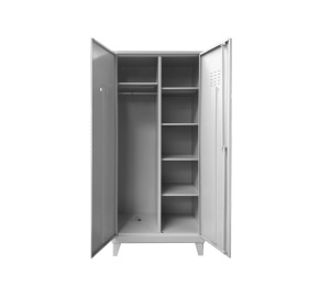 Dulap metalic pentru curatenie OZON C123, 810 x 500 x 1850 mm, cu polite si suport pentru ustensile