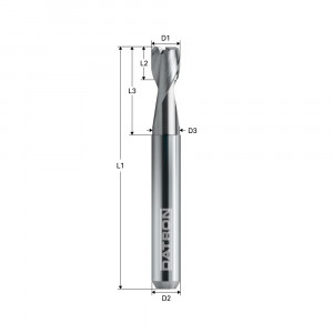Freza de adancime si raza, 2 caneluri, Datron 0068080K, R 1.0, 8.0x12.0x8.0mm - Img 3