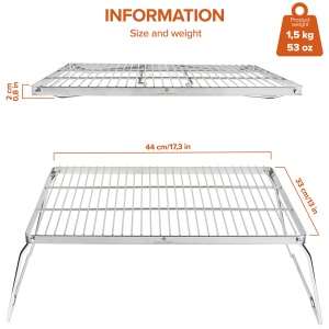 Gratar pliabil pentru foc de tabara Stabilotherm BBQ Grid Large din otel inoxidabil - Img 5