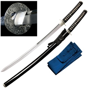 Katana Cold Steel Emperor Double Edge Katana CS-88DEC, lama dubla din otel carbon 1060, teaca din lemn lacuit