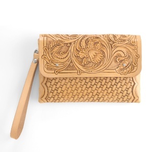 Kit geanta de mana (wristlet) Cheyenne din piele vegetala Tandy Leather, 14 x 21 cm - imagine 5