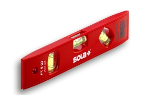 Nivela din plastic torpedo, 2 bule + 1 x 45 grade, 20 cm, blister SOLA PT 5 20 SB