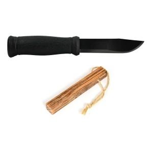 Pachet bushcraft Morakniv 2000 (S) Black Edition, inox 14C28N + iască