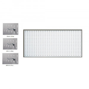 Panou perforat orizontal de 1000x500mm alb cu set de 25 carlige metalice - Img 1