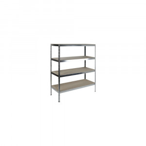 Raft metalic cu 4 polițe din lemn 1600x600x1800 mm max. 250 kg/poliță, montaj rapid cu cleme