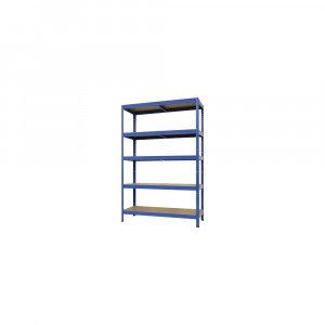 Raft metalic cu 5 polițe din lemn 1200x600x1800 mm max. 250 kg/poliță, montaj rapid cu cleme, albastru