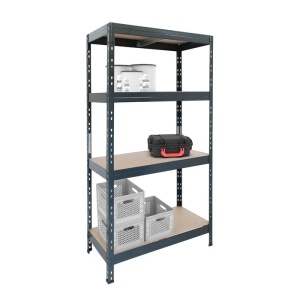 Raft metalic depozitare, 180 x 90 x 45 cm, gri, 4 polite, 300 kg/polita - Img 3