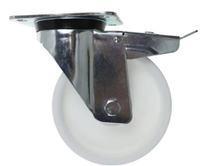 Roata pivotanta din poliamida Ø160 mm, cu frana, placa de fixare, 300 kg