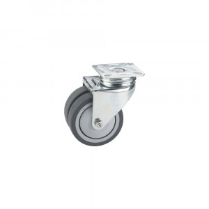 Roata pivotanta din TPE Ø50 mm, rola dubla, placa 60 x 60 mm, cu rulment