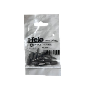 Set 10 biti Felo, seria Industrial profil Torx, C6.3, TX10, 25mm - Img 1