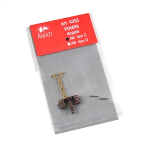 Set 2 pompe duble din metal pentru navomodele, 11mm, Amati - Img 2