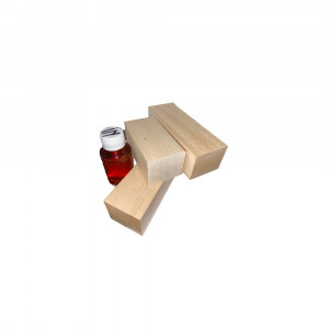Set 4 blocuri din lemn de tei pentru cioplit 47 x 47 mm cu 50 ml ulei in