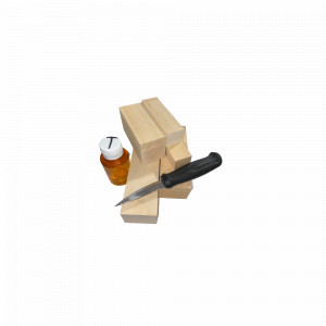 Set 5 blocuri din lemn de tei pentru cioplit cu 50 ml ulei tung + cutit sculptura basic, Morakniv - Img 2