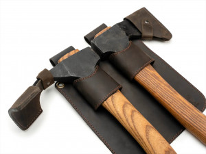 Set-AX1/AX2 Set topor si tesla cioplire lemn AX1 si AX2 cu teaca din piele, BeaverCraft - Img 2