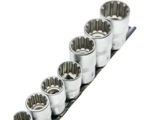 Set capete tubulare pe șină WGB 3/8" + 1/2", crom-vanadiu - Img 2