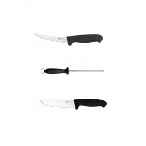 Set cuțit dezosat 8124UG + înjunghiat 7160 P + masat rotund 25 cm Morakniv (CM18)