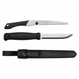 Set Cutit Garberg Inox Si Fierastrau pliabil bushcraft, camping Silky Gomboy 210mm cu 10dinti, 30mm