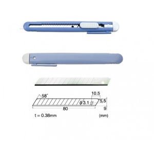 Set Cutter / cutit utilitar mic NT Cutter - 9mm + 10 lame de schimb + rigla 30 cm. - Img 9