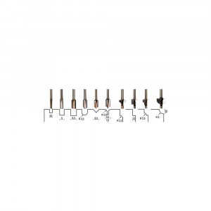 Set de 10 freze pentru profilat, ax 3.2mm, Proxxon 29020 - Img 3