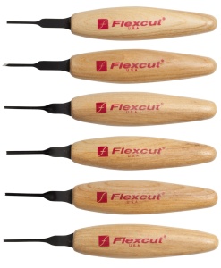 Set micro dalti cu profil mixt de 1.5 mm pentru sculptura in lemn, Flexcut