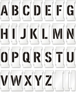 Set sabloane vopsire litere si cifre 0-9 / A-Z, de 5 -30 cm inaltime caracter. - Img 2