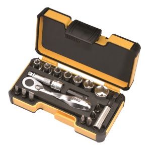 Trusa chei tubulare si biti, XS StrongBox, Felo, 1/4", 18 piese - Img 1