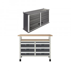 WB 4 Banc de lucru 1130x650x860 mm cu dulap suspendat, Wolfcraft - Img 1
