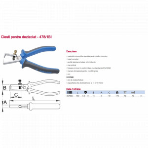 478/1BI Cleste pentru dezizolat,160 mm, Unior - Img 2