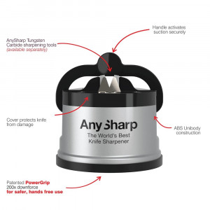 ANY- Essentials Silver Dispozitiv de ascutit cutite cu carcasa plastic, Silver, Anysharp - Img 2