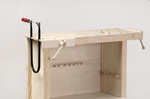 Banc de lucru din lemn masiv natural cu 2 suporturi de prindere, reglabil pe inaltime, Pebaro - Img 2