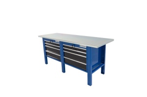 Banc de lucru metalic Werkmeister 2000-24, 2000 mm, 8 sertare in 2 casetiere
