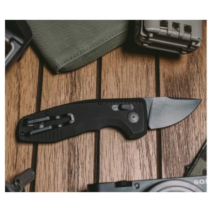Cutit automat SOG TAC AU Compact CA 15-38-11-57, lama Drop Point Cryo D2, AU-XR Lock, maner din aluminiu, California Legal Automatic Knife - Img 12