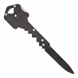 Cutit breloc SOG Key Knife Black KEY-101, lama 5Cr13MoV, Lockback, design cheie, EDC Keychain Knife - Img 5