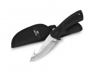 Cutit de vanatoare Buck 685 BuckLite MAX II Large Guthook 0685BKG-B, lama 10.2 cm, otel 420HC, maner cauciuc, teaca inclusa - Img 2