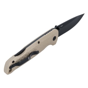 Cutit pliabil SOG Adventurer LB FDE Black 13-11-05-43, lama Drop Point 5Cr15MoV Satin, Lockback, maner GRN FDE & Black, EDC Outdoor - Img 4