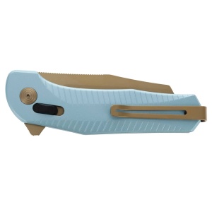 Cutit pliabil SOG Diverge XR Sheepsfoot Light Blue Gold 12-02-02-43, lama Sheepsfoot D2 Stonewashed Gold, XR Lock, deschidere Flipper, maner GRN Light Blue & Gold, EDC Outdoor - Img 5