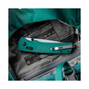 Cutit pliabil SOG Flash AT Petrol Green 11-18-13-41, lama Drop Point CRYO D2 Satin, deschidere asistata S.A.T., AT-XR Lock, maner GRN Petrol Green, EDC Premium - Img 8