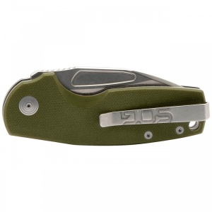 Cutit pliabil SOG Stout SJ OD G10 Stonewash 16-03-01-57, lama Sheepsfoot D2 Stonewashed, Slip Joint, Nail Nick, maner G10 Olive Drab, EDC - Img 6