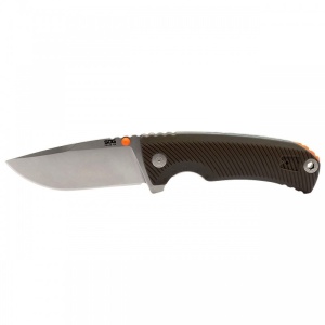 Cutit pliabil SOG Tellus FLK FDE 14-06-08-43, lama Drop Point CRYO 440 Stonewashed, Frame Lock, deschidere Flipper, maner GRN Flat Dark Earth, EDC Outdoor - Img 3