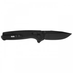 Cutit pliabil SOG Terminus XR Black TM1027-BX, lama Drop Point D2 TiNi Black, XR Lock, deschidere Flipper, Thumb Stud, maner G10 Black, EDC - Img 2