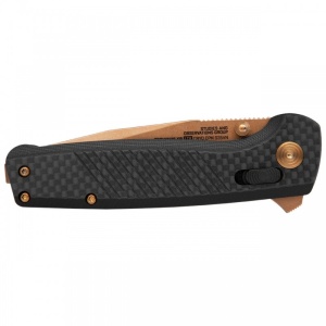 Cutit pliabil SOG Terminus XR LTE Carbon Rose Gold TM1043-BX, lama Drop Point CPM S35VN TiNi Rose Gold, XR Lock, Flipper, maner Carbon Fiber, EDC Premium - Img 7