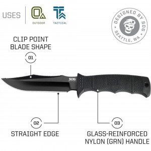 E37SN-CP Cutit lama fixa SEAL PUP ELITE BLACK, SOG - Img 9