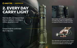 F07501WO Lanterna tactica Dobermann Pro Magnet USB Olive - Warm, Armytek - Img 10