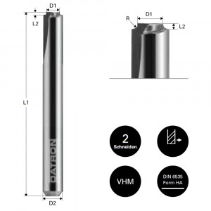 Freza cu 2 caneluri, Datron 00784908, 0.8x0.3x3.0mm - Img 5