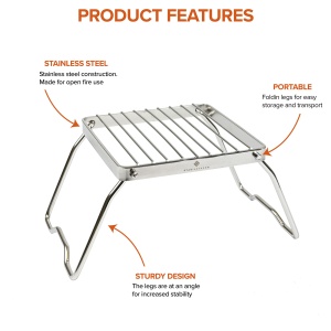 Gratar pliabil pentru foc de tabara Stabilotherm BBQ Grid Small din otel inoxidabil - Img 4