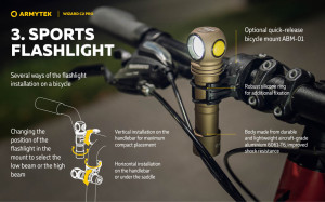 Lanterna frontala Armytek Wizard C2 Pro Sand White 2500 lm cu acumulator 18650 - Img 12